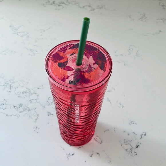 Starbucks Hammered Begonia Pink Rippled Glass - Picture 5 of 9